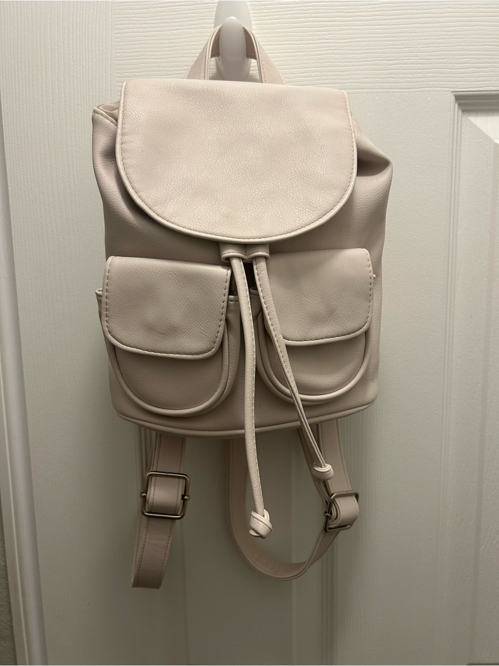 wild fable Cream Faux-Leather Mini Backpack